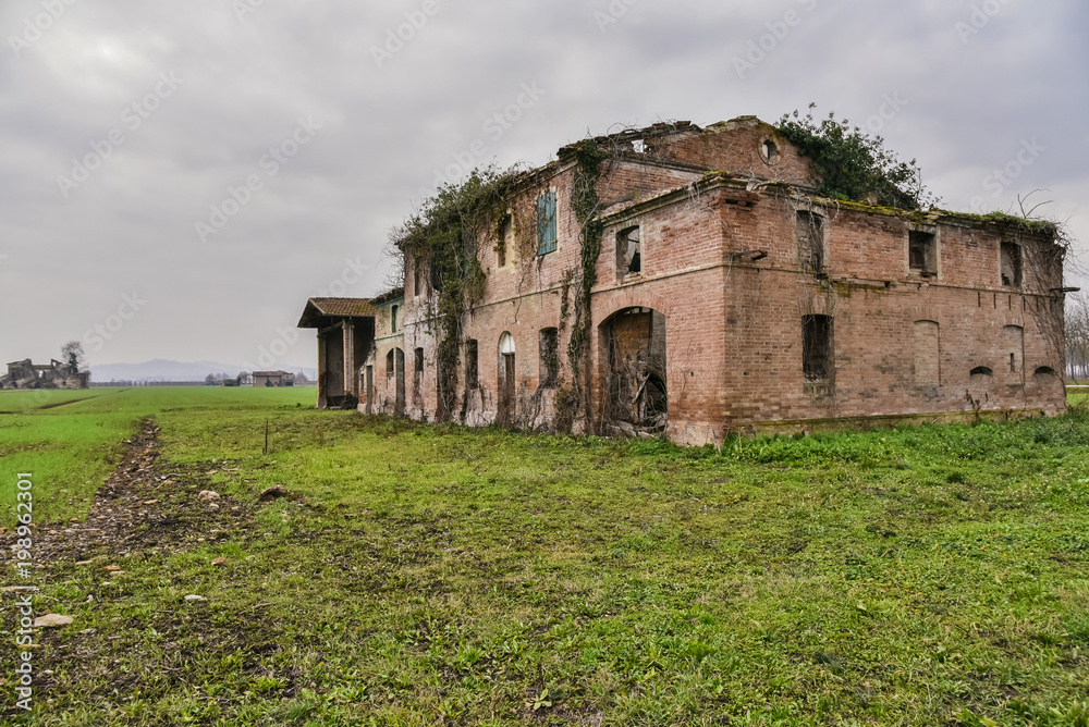 Ruined old countryside house. Abandoned house feels bad