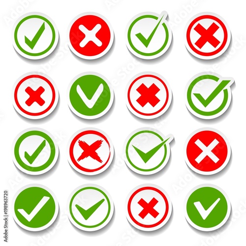 Free Download Wrong and right buttons. Vector true or false answer signs, good success yes and bad failure not symbols - GFXLoad