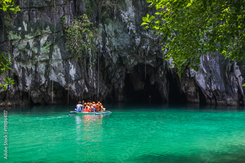 Puerto Princesa, Palawan, Philippines - 03 of March 2018: Beautiful lagoon, the beginning of the longest navigable underground river in the world.