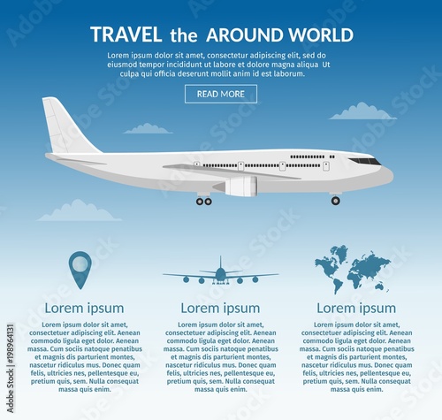 Travel airplane flat banner