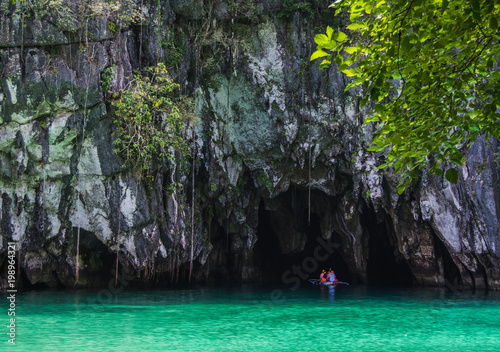 Puerto Princesa, Palawan, Philippines - 03 of March 2018: Beautiful lagoon, the beginning of the longest navigable underground river in the world.