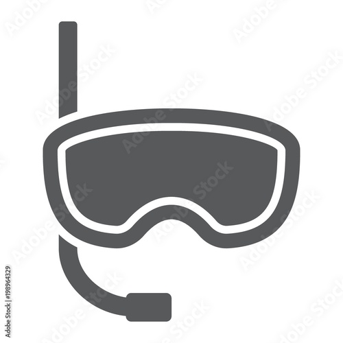 Diving mask glyph icon, diving and underwater, snorkel sign vector graphics, a solid pattern on a white background, eps 10.