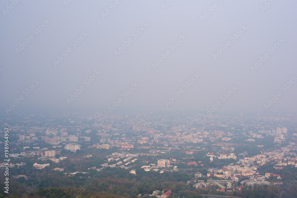 Landscape of Chiang Mai with smoke problems in 1 april 2018