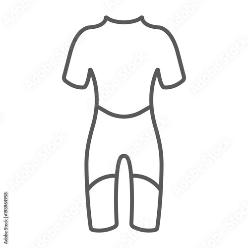 Diving suit thin line icon, diving and underwater, scuba suit sign vector graphics, a linear pattern on a white background, eps 10.