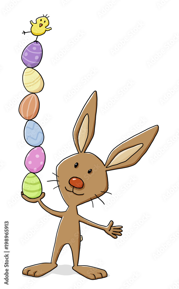 Ausmalbild Osterhase - koloriert Stock Illustration | Adobe Stock