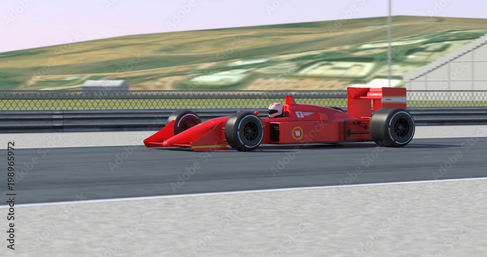 Red Racing Car Racing - High Quality 3D Rendering Red Racing Car Racing - High Quality 3D Rendering