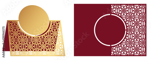 Laser cut ornamental vector template. Freestanding table Number, Name, Place, Wedding seats card, Table guests or dining table card, Escort card.