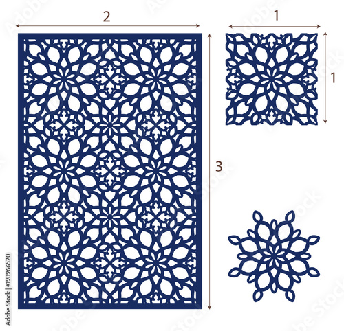 Vector Laser cut panel, the seamless eastern design pattern for decorative panel. Stencil lattice ornament. Stock vector.