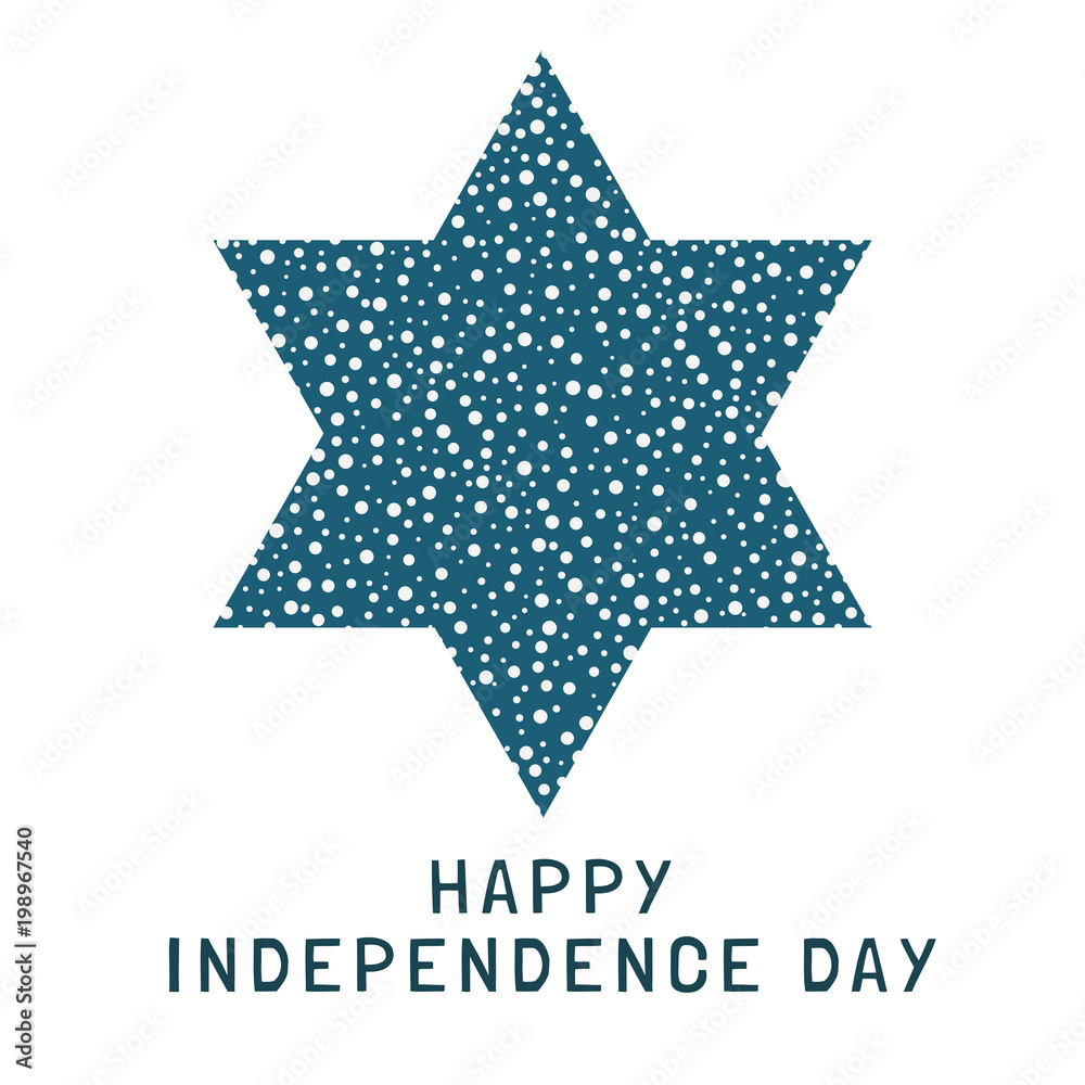 Obraz premium Israel Independence Day holiday flat design icon star of david shape with dots pattern with text in english