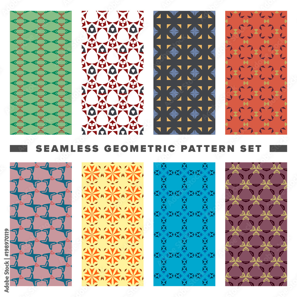 Set of seamless decorative geometric shapes pattern Set of seamless decorative geometric shapes pattern