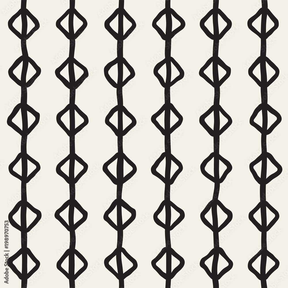 Naklejka premium Simple ink geometric pattern. Monochrome black and white strokes background. Hand drawn ink texture for your design