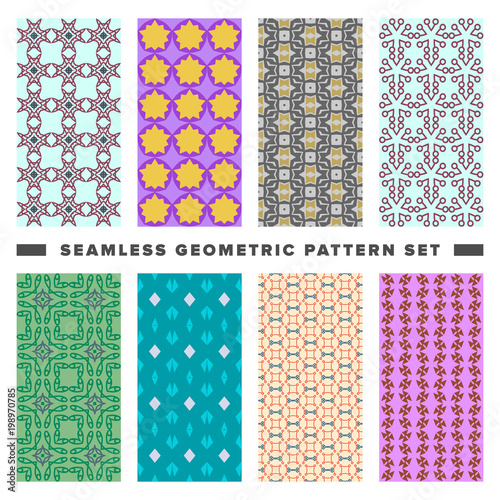 Set of seamless decorative geometric shapes pattern