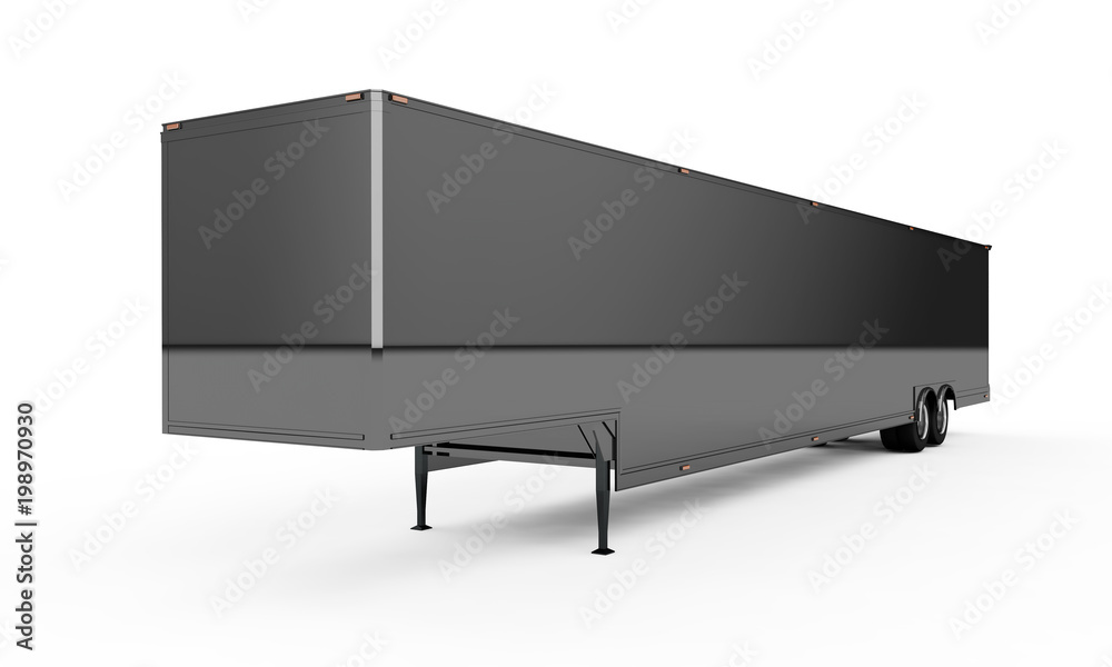 Blank white parked semi trailer, isolated on white background 3d render Blank white parked semi trailer, isolated on white background 3d render