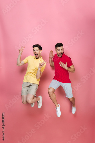 Full length portrait of a cheerful gay male couple
