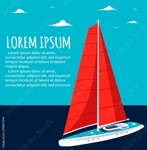 Yacht club flyer design with sail boat