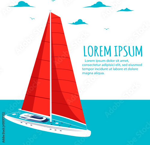 Yacht club flyer design with sail boat
