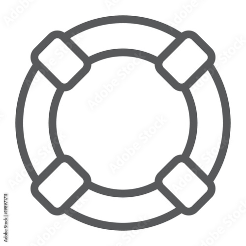 Lifebuoy line icon, sos and lifeguard, help sign vector graphics, a linear pattern on a white background, eps 10.