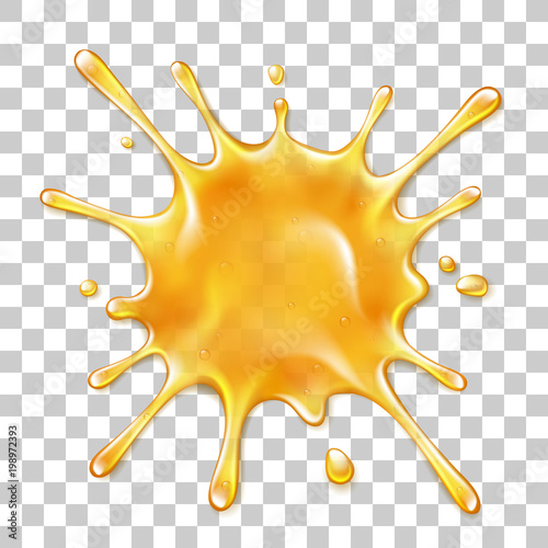 Splattered honey or orange juice isolated on transparent background