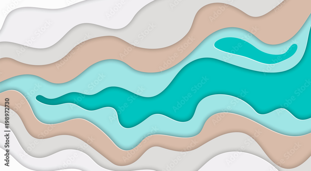 Paper art cartoon abstract waves in realistic trendy craft style. Modern origami design template. Concept inspiration or idea for your projects. Vector illustration. Paper art cartoon abstract waves in realistic trendy craft style. Modern origami design template. Concept inspiration or idea for your projects. Vector illustration.