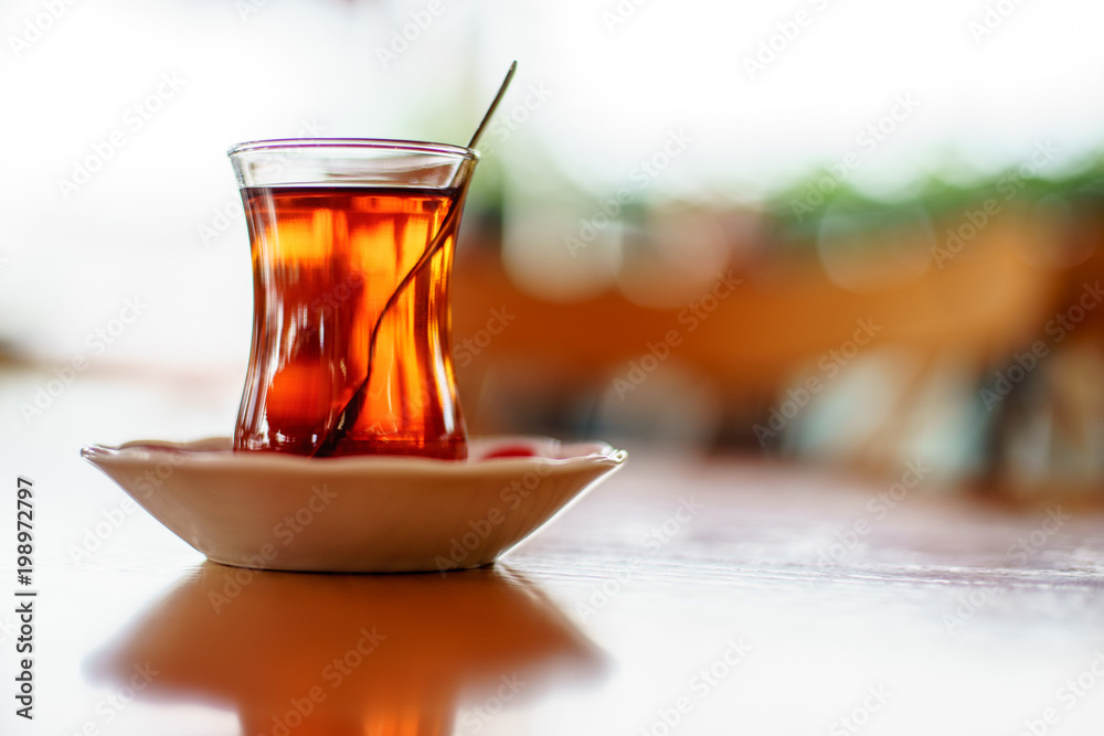 Fototapeta premium Turkish Tea with classical Turkish Tea Glasses 