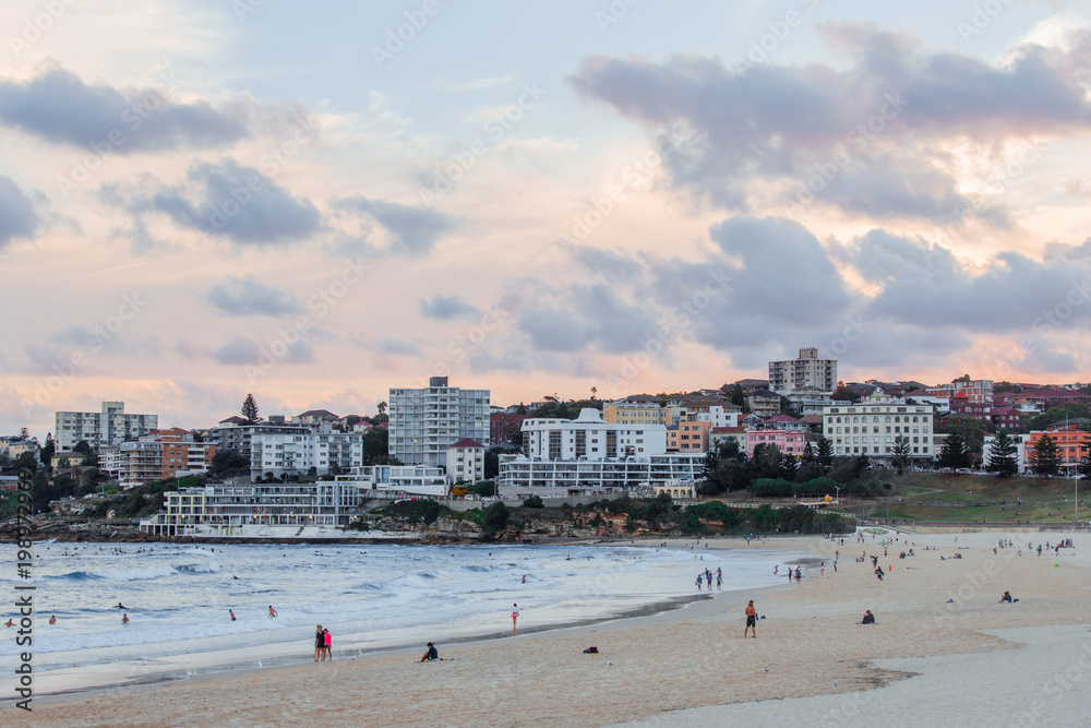 Fototapeta premium Cloudy sky view over Bondi Beach.
