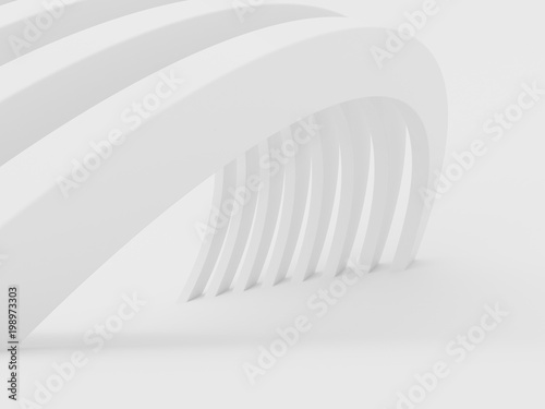 Fototapeta Naklejka Na Ścianę i Meble -  Abstract of white curved architectural pattern background,Concept of future modern facade design on architecture,3d rendering	