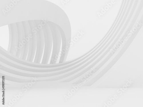 Fototapeta Naklejka Na Ścianę i Meble -  Abstract of white curved architectural pattern background,Concept of future modern facade design on architecture,3d rendering	