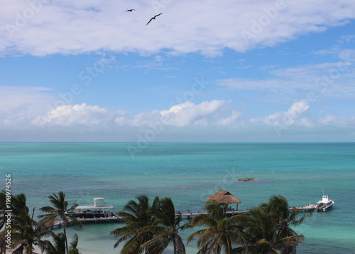 Beautiful view of the Caribbean Sea/ Island Contoy, Mexico photo