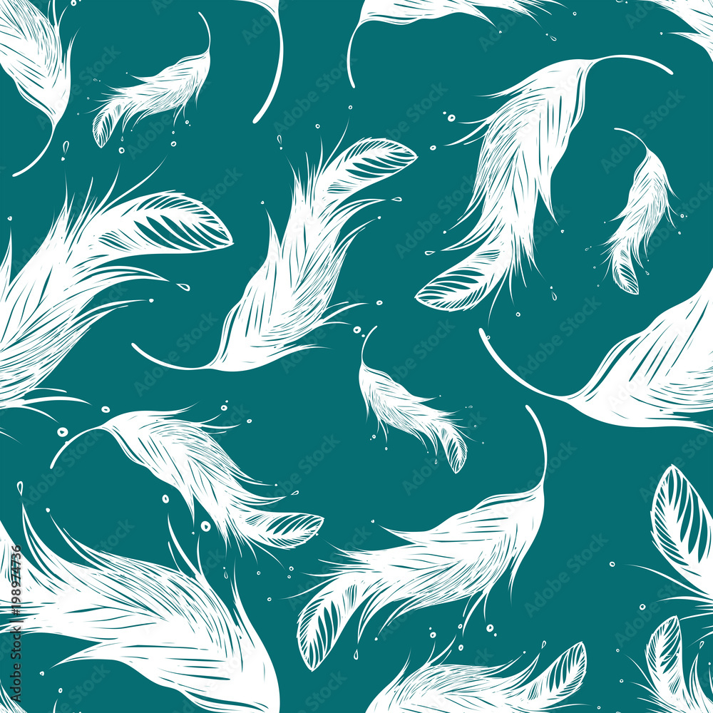 Naklejka seamless feather pattern, vector