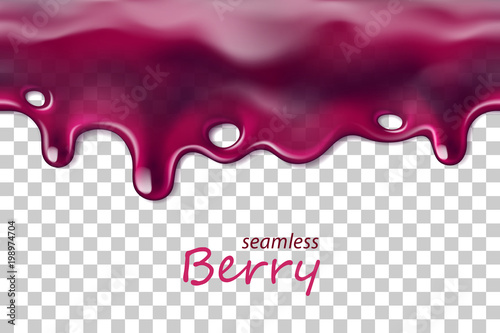 Seamless dripping blueberry repeatable isolated on transparent background