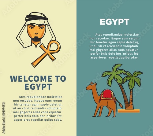 Welcome to Egypt vertical posters with bedouin and camel