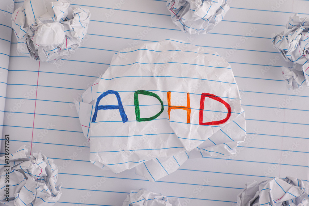 ADHD Abbreviation ADHD on crumpled paper ball Stock Photo Adobe Stock