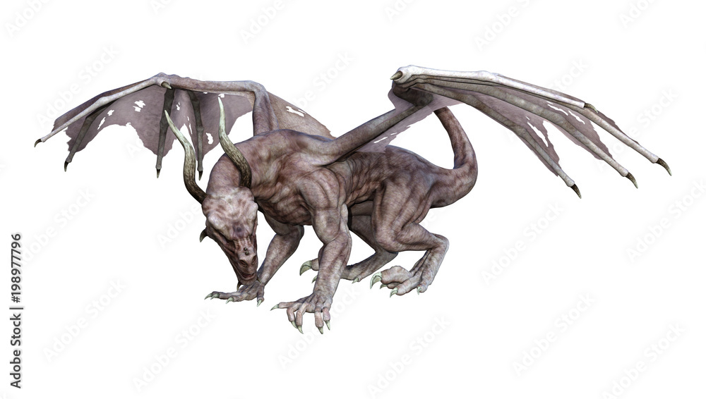 Obraz premium 3D Rendering Fantasy Vampire Dragon on White