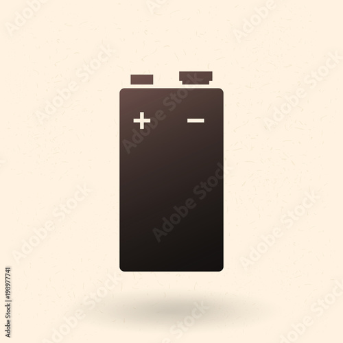 Vector Black Silhouette Icon of 9V Battery