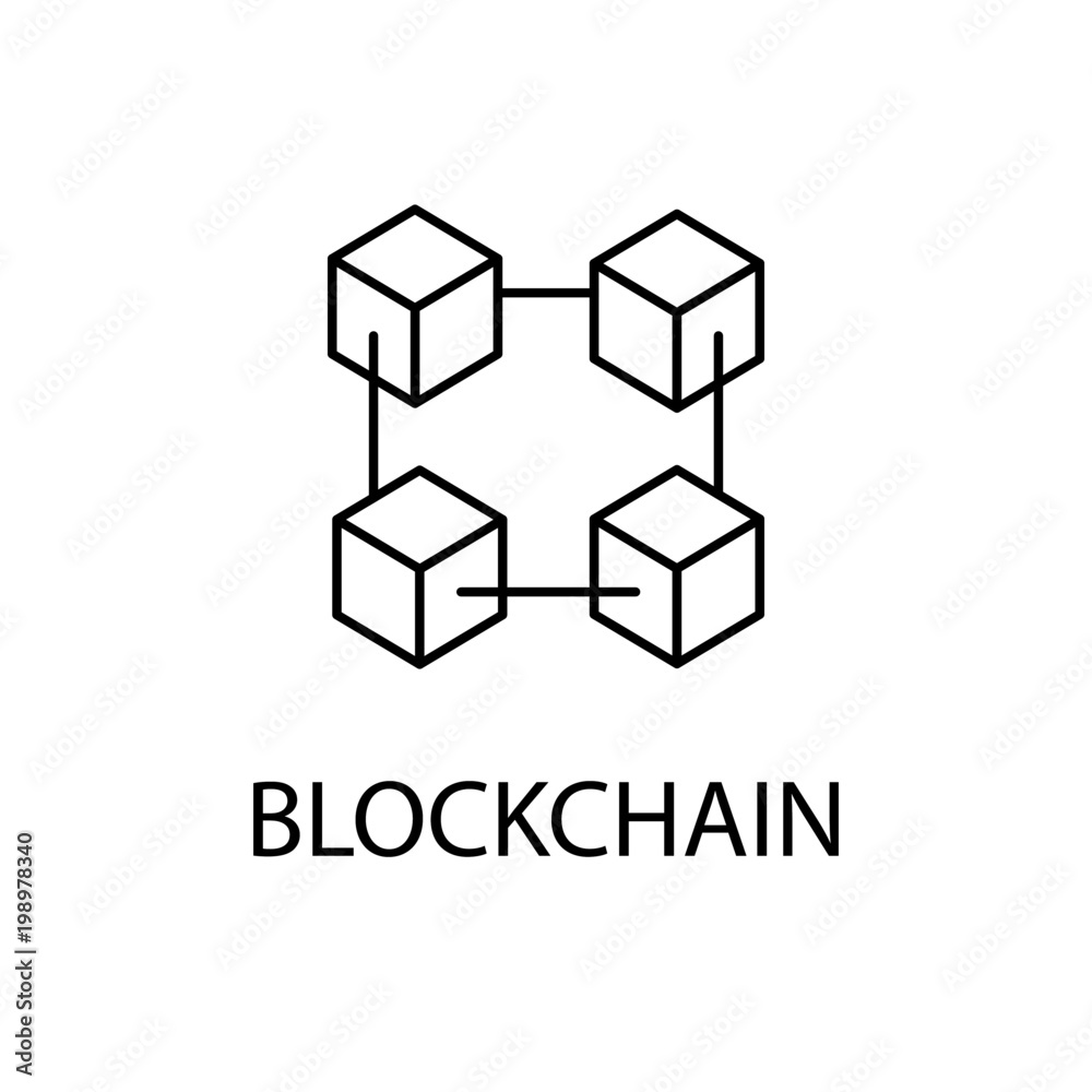 Blockchain vector icon or design element in outline style Blockchain vector icon or design element in outline style