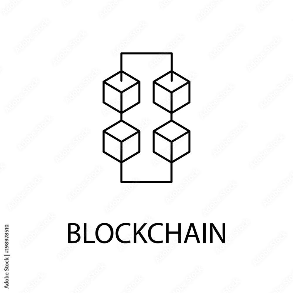 Blockchain vector icon or design element in outline style Blockchain vector icon or design element in outline style
