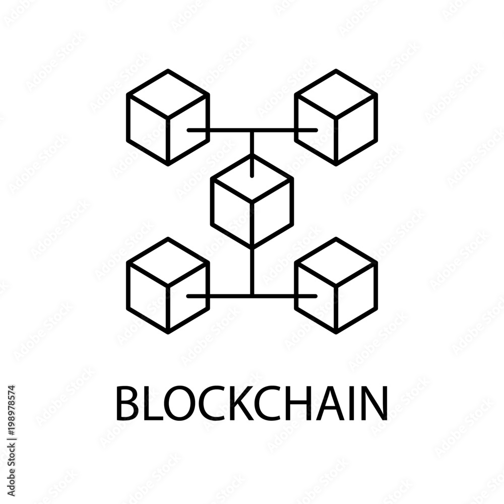 Blockchain vector icon or design element in outline style Blockchain vector icon or design element in outline style