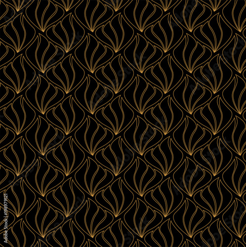 Vector Shell Abstract Seamless Pattern. Art Deco Style Background. Geometric flower texture.
