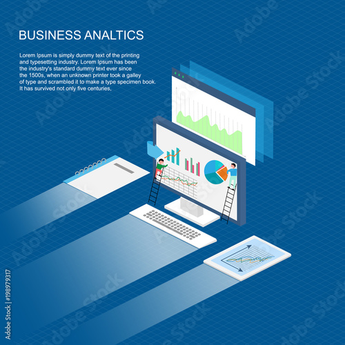 Poster abstract Graph analytics Financial Business Chart Flat.
