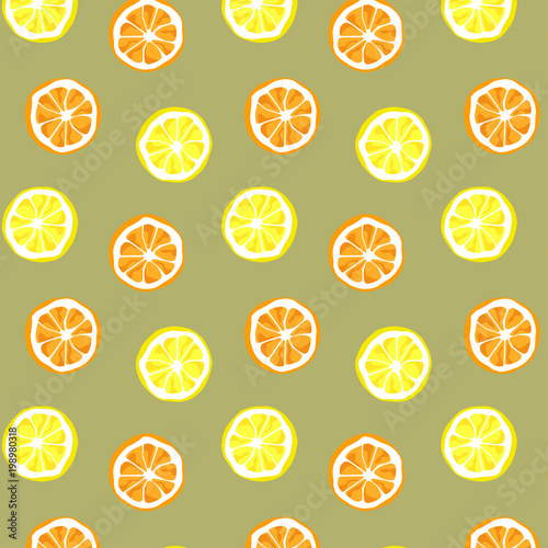 Seamless vector of orange and lemon pattern and background. Citrus vector illustration