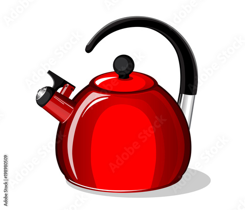 Red  whistling  kettle isolated on white background
