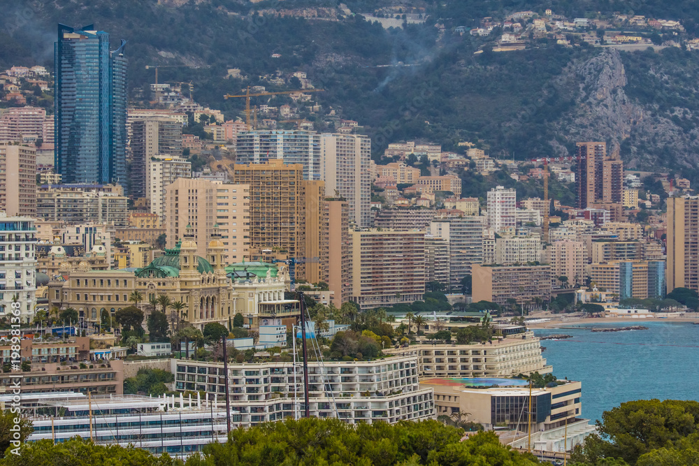 facades of buildings in Monaco