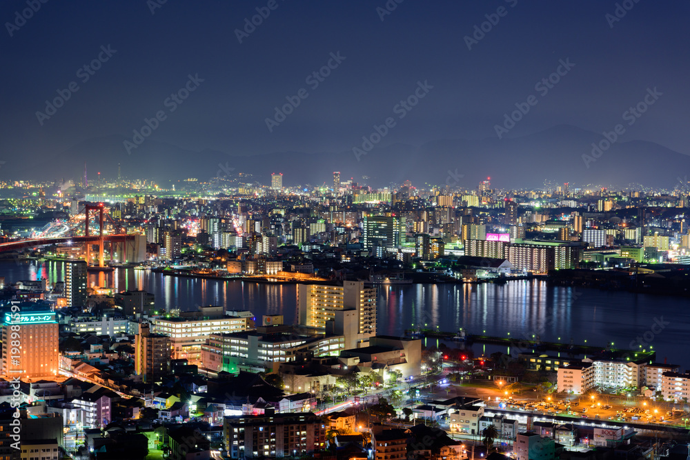 Naklejka premium 高塔山公園から望む洞海湾の夜景【福岡県北九州市】