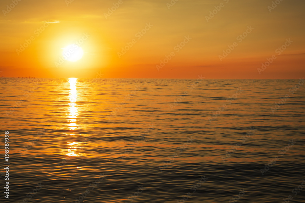 Beautiful sunset over the ocean. Sunrise in the sea