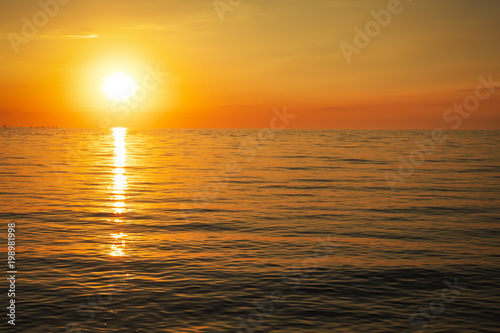 Beautiful sunset over the ocean. Sunrise in the sea