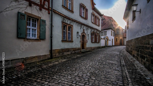 Typical street and historical houses in the central city of Bamberg