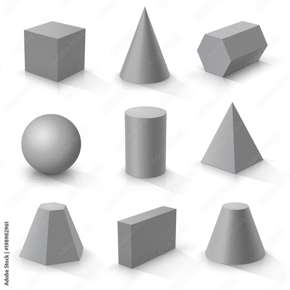 Set of basic 3d shapes Stock Vector | Adobe Stock