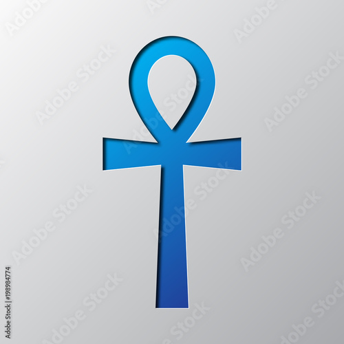 Paper art of the red Ankh cross. Vector illustration.