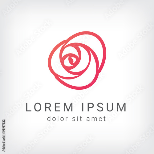 rose vector logo design template, minimal line petal beauty icon, salon floral abstract sign, vector illustration