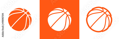 Basketball logo set of vector icon for streetball championship tournament, school or college team league. Vector flat basket ball symbol for basketball fan club